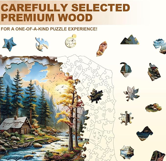 Autumn Dreamscape Puzzles Adults Gifts Wooden 185 Pieces 10.6 * 10.5in - Image 3