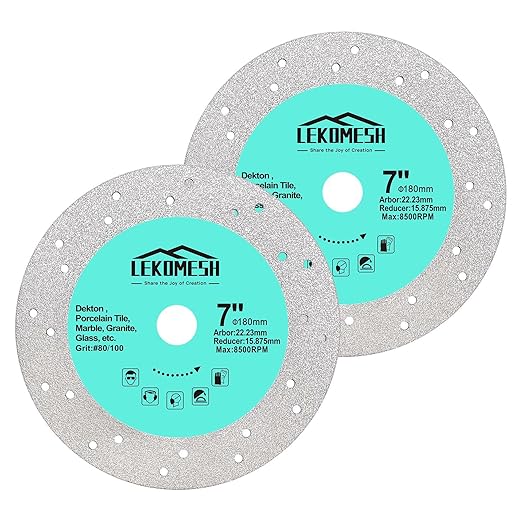 Rock Slab Grinding Disc - 7 inch Glass Cutter Disc(2pcs), Granite Cutting Blade, Diamond Grinder Wheel for Rock Slab, Stone, Tile, Marble, Granite, Glass Diamond Saw Blades