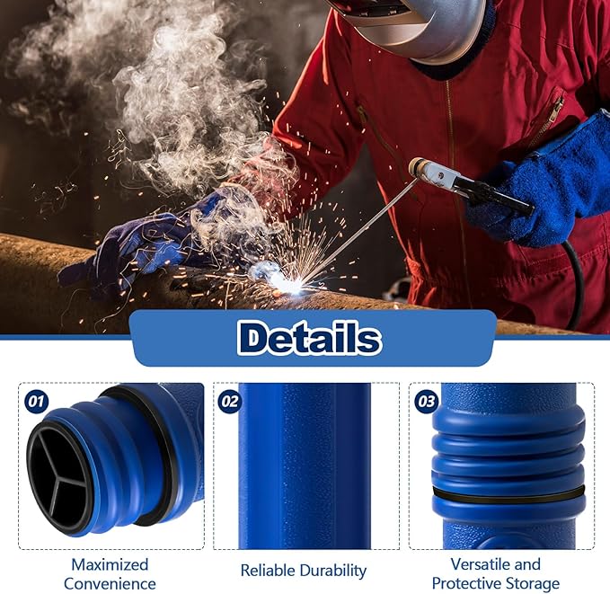 Tandefio 4 Pcs Welding Rod Storage Tube 40 Inch Tig Rod Storage Canisters Welding Electrode Holder Airproof Waterproof Container(Blue)