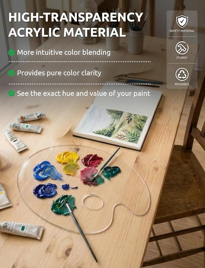 DUGATO Clear Acrylic Paint Palette, 15.7 x 11.8 in | Big Size Palette, - Image 3