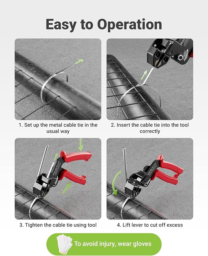 Metal Zip Tie Tool, Heavy Duty Zip Tie Cutter, Fasten and Cut Stainless Steel Cable Ties, for Outdoor Chain Link Fence Ties, Exhaust Pipe and Cables
