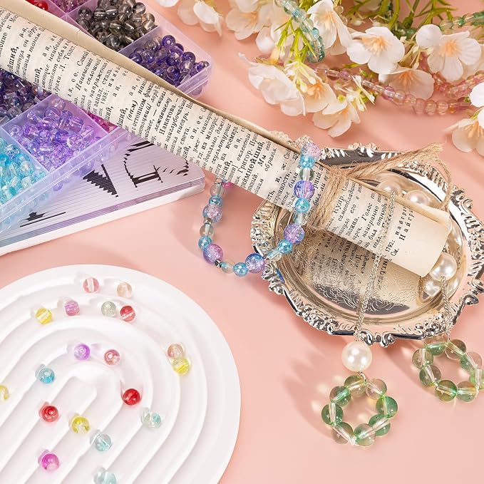 XSEINO 24 Colors 1200PCS Transparent Gradient Glass Beads Kit 6mm DIY Craft - Image 6