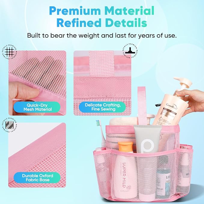 EUDELE 2 Pack Mesh Shower Caddy Portable - Image 3