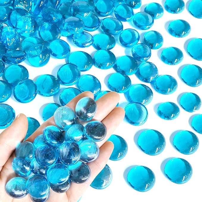 FANTIAN 5Lb Blue Flat Glass Marbles by FANTIAN-GardeningMakesLifeBetter