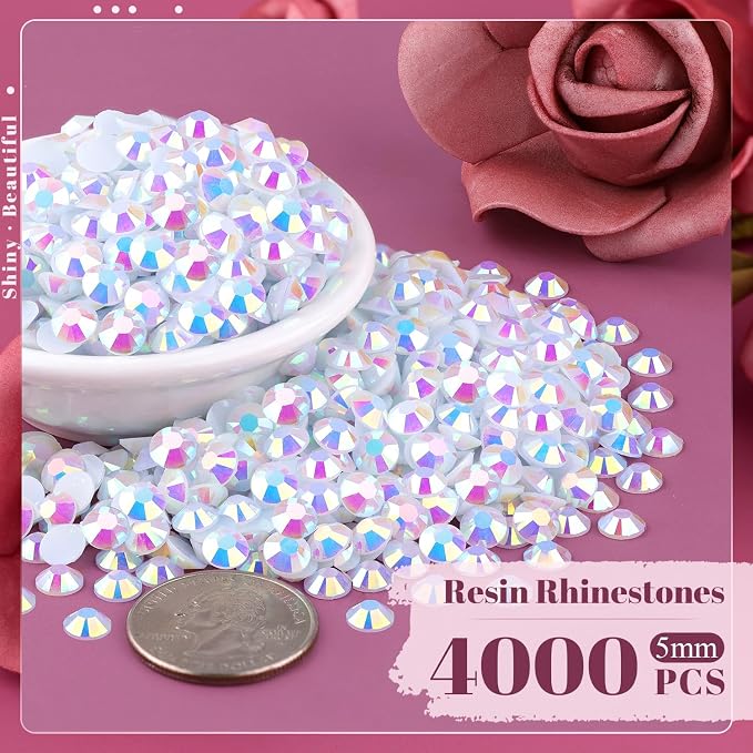 4000PCS 5mm Resin Jelly Rhinestones in Bulk, Bedazzling Flatback Crystals - Image 2