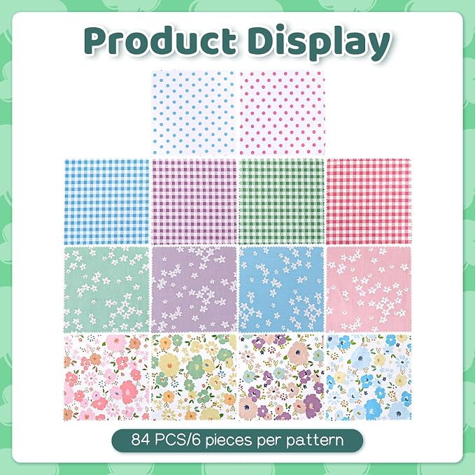 84 Pcs Floral Charm Packs for Quiltings, Cotton Quilting Fabric Bundles - Image 3