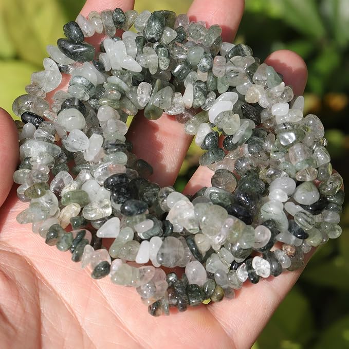 200 Pcs Green Rutilated Quartz Chip Beads - Image 2