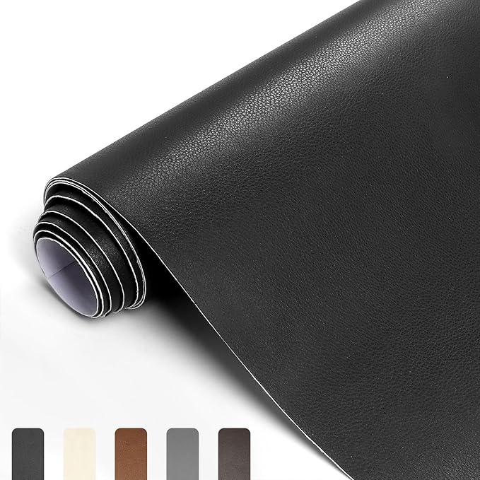 Self-Adhesive Leather Repair Patch Kit for Furniture, Sofa, Couch, Car Seats, 17x79 Inch Large Waterproof Vinyl Repair Tape, Strong Adhesive (Black)