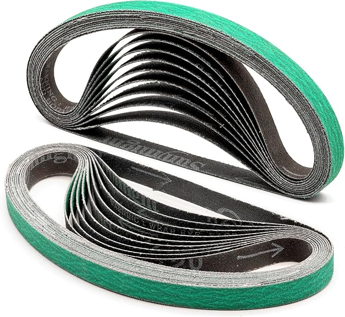3/8 x 13 Inch Sanding Belts 120 Grit for 3/8" x 13" Air Belt Sander, Woodworking, Metal Polishing, 20 Pack Zirconia Sanding Belts for Belt Sander