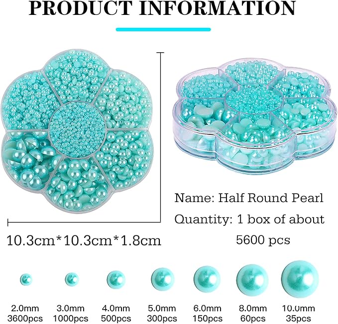 5600PCS Half Round Pearls Flatback Imitation Pearls - Image 2