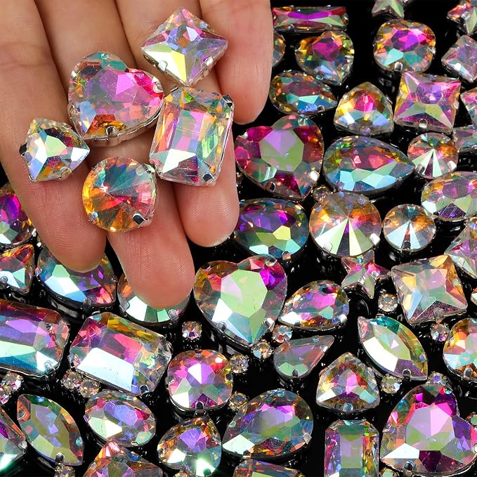 460 Pieces Sew on Rhinestones Glass Sewing Claw Gemstones and Crystals Metal - Image 2