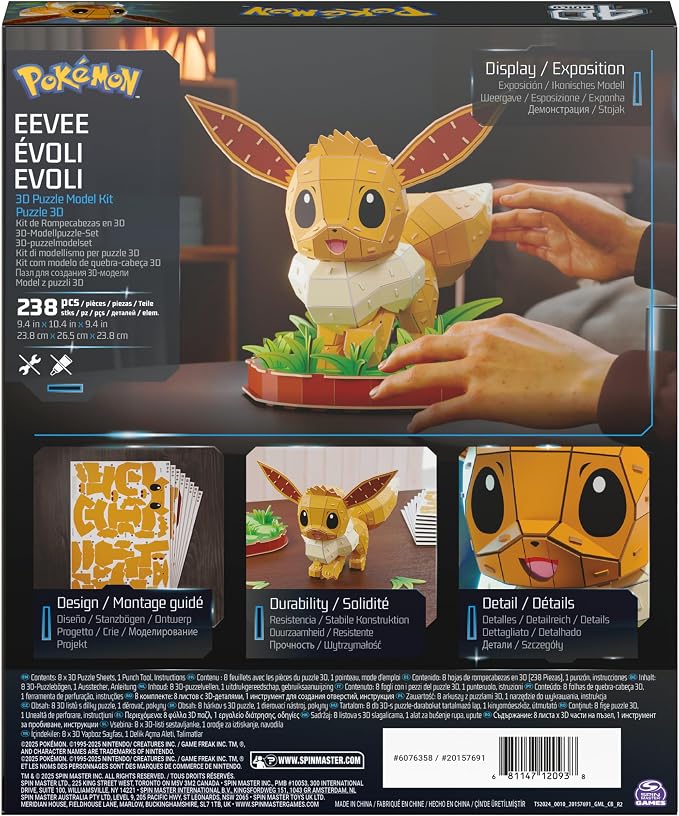 4D Build Pokémon Eevee 3D Puzzle Model Kit, Desk Décor, Shelf Display - Image 8