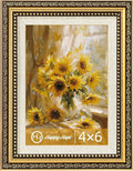 HappyHapi 4x6 Picture Frame Gold, Vintage Frames, 1 Pack | Vintage Picture by Happyhapi