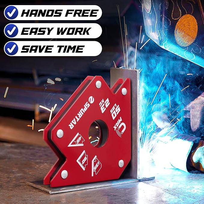 Spurtar Welding Magnets 75lbs & 50lbs 4pcs, Heavy Duty Welding Magnets and Clamps, Strong Magnetic Holder Accessories Tools, 45, 90, 135 Degree Angle