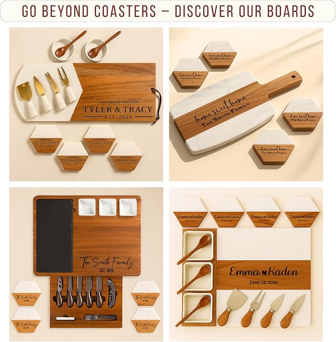 Personalized Wooden Coasters – Handmade Drink Coaster, Custom Wedding, - Image 4
