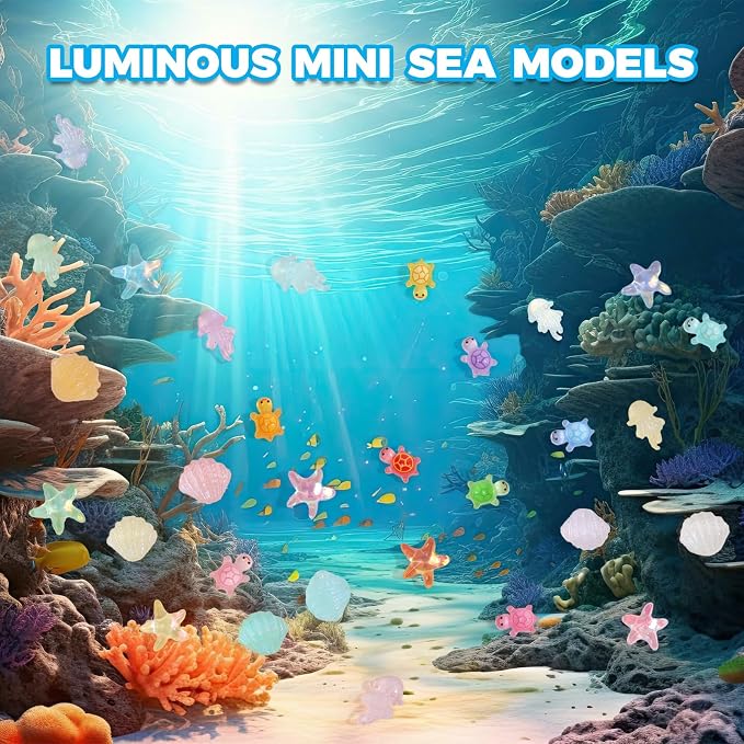 400pcs Luminous Mini Ocean Resin Animals Starfish Jellyfish Seashell Mini - Image 3