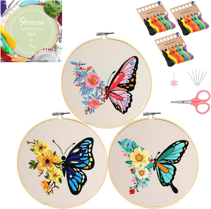 Santune 3 Pack Embroidery Kit for Beginners Adults Cross Stitch Kits - Image 7
