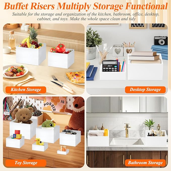 6 Pcs White Acrylic Buffet Risers - Image 5