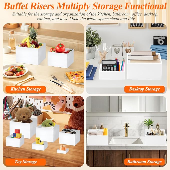 7Pcs White Acrylic Buffet Risers - Image 5
