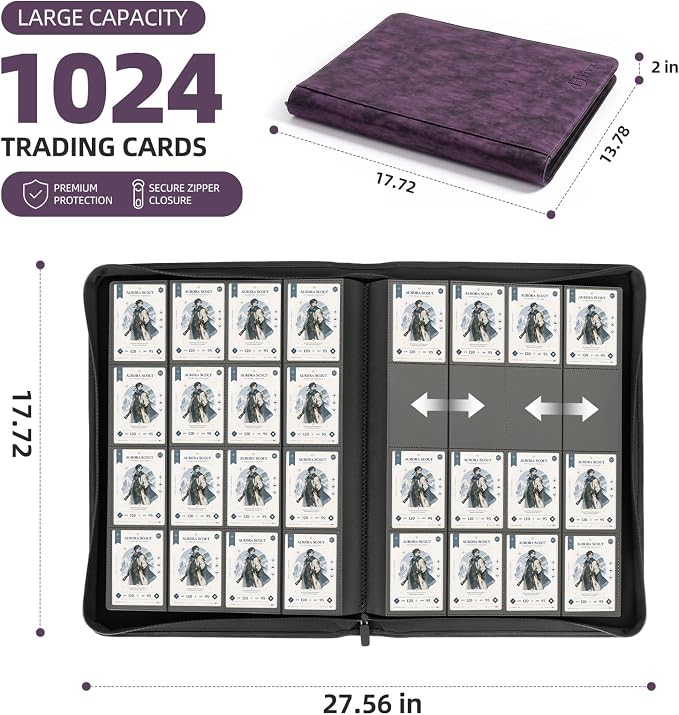 Card Binder 16 Pocket, Premium 1024 Double Sided Pocket Collection Binder - Image 3