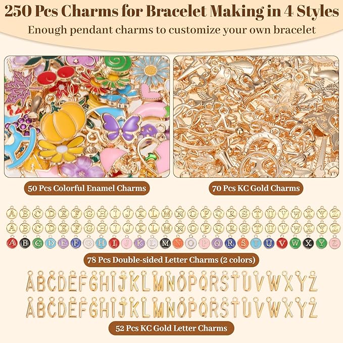 Jupwalz 478 Pcs Gold Charm Bracelet Making Kit - Image 2