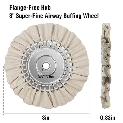 2PCS 8" Airway Buffing Wheel with 5/8" Arbor Flange-Free Hub，White Buffing Wheels for Angle Grinder, Mirror-Like Finishing Polishing Wheel for Aluminum Wheels Stainless Steel Chrome