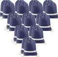 BeeGreen 20 Pieces Navy Blue Drawstring Backpack Bags Wholesale, Reflective by BeeGreen