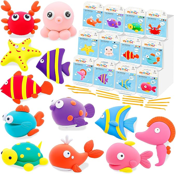 LanMa Air Dry Clay Kit for Kids, 12 Pack Sea Animal Air-Dry Art Kits by LanMa