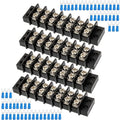 7 Circuits 7 Positions Terminal Block 20-30A 200-450V Dual Row Screw Terminals Strip with 56 PCS Heat Shrink Wire Fork Connectors(Pack of 4pcs)