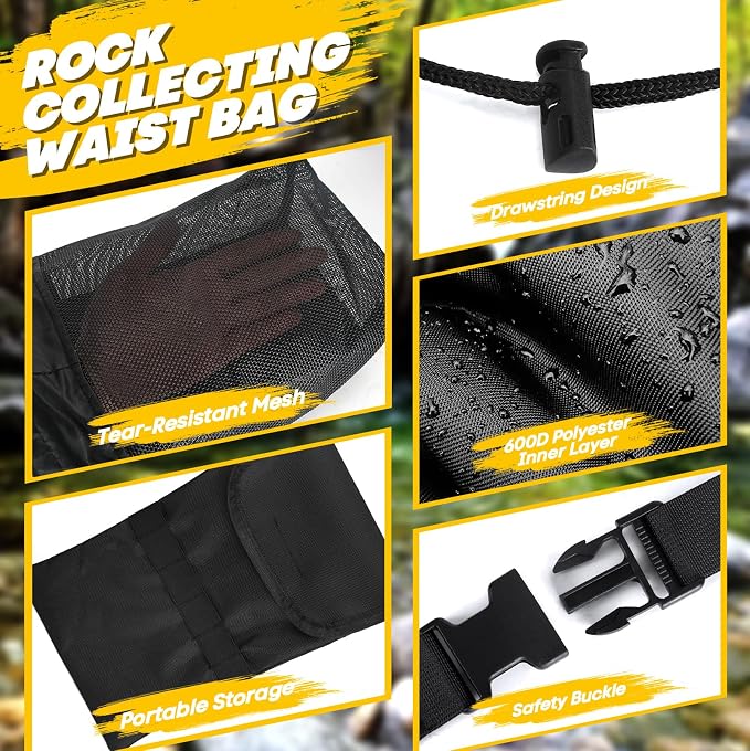 Rock Collecting Bag, Adjustable Rock Waist Bags - Image 3