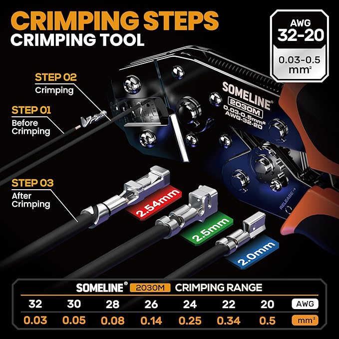 SOMELINE Crimp Tool Connector Kit, 30 Types, 32-20 AWG Crimper, JST-PH 2.0mm/XH 2.5mm/Du Pont 2.54mm Connector kit, Crimping Pliers for JST, Du pont, KF2510, Molex, TE Series