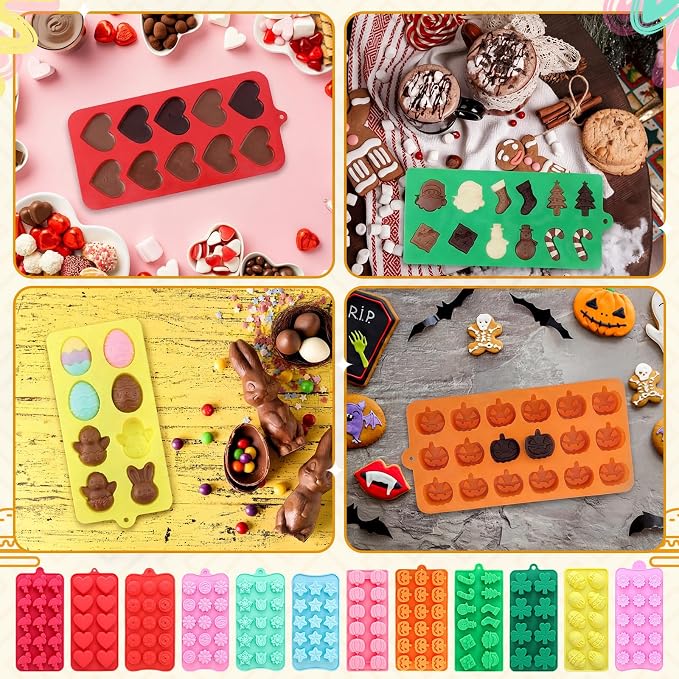 Lemonroad 12 Pcs Seasonal Silicone Mold Halloween Fall Christmas Candy Mold | - Image 6