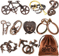 9 PCS Metal Brain Teaser Puzzles Disentanglement Puzzles Lock Puzzle Games Set by KakeDuJa