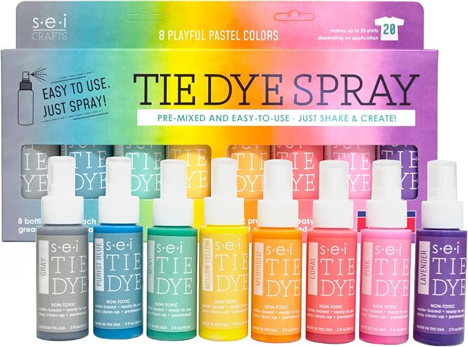 SEI 8 Pack Playful Pastel Tie Dye Spray Kit, Tye Dye Kits by SEI