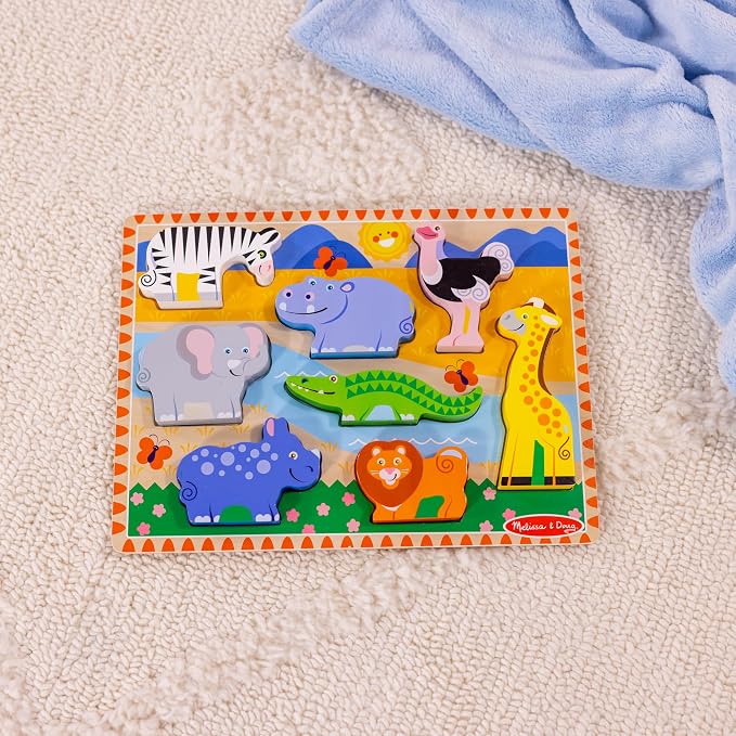 Melissa & Doug Safari Wooden Chunky Puzzle, Educational Screen Free Activity - Image 9