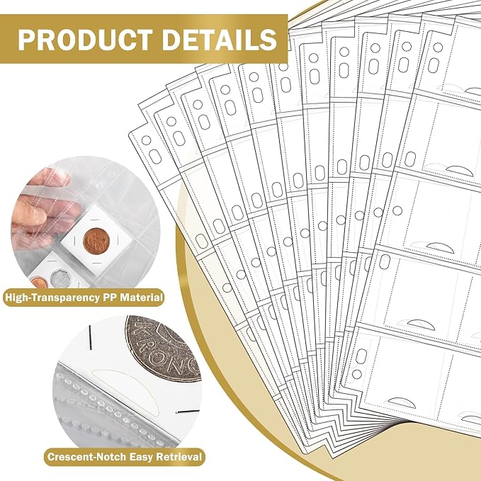 30 Sheets Uncle Paul Coin Binder Sheets - Image 5