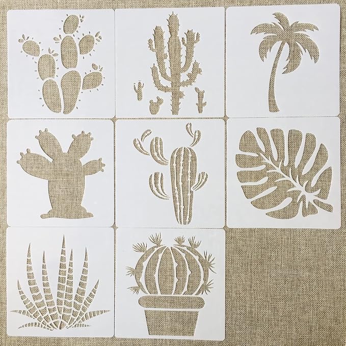 TIAMECH 8 Pcs Reusable Succulent Plants Cactus Stencils - Image 2