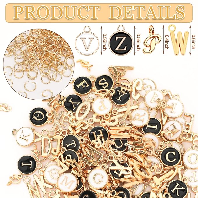 SANNIX 156Pcs/6 Sets Letter Charms, Letter Charms 3 Styles A-Z Initial Alphabet - Image 2