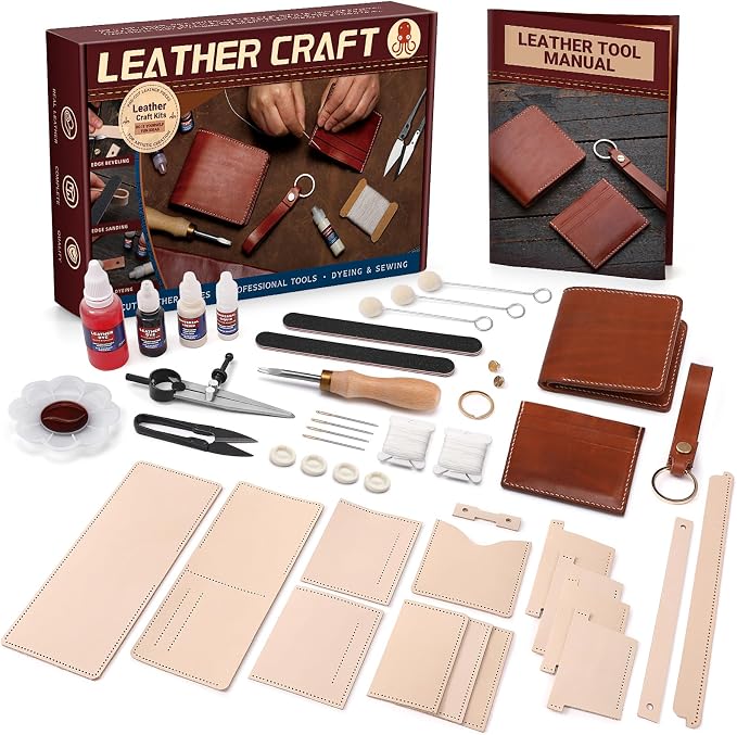 CBHGFEA 51-Piece Leather Working Kit: CBHGFEA Craft Tools Set by CBHGFEA