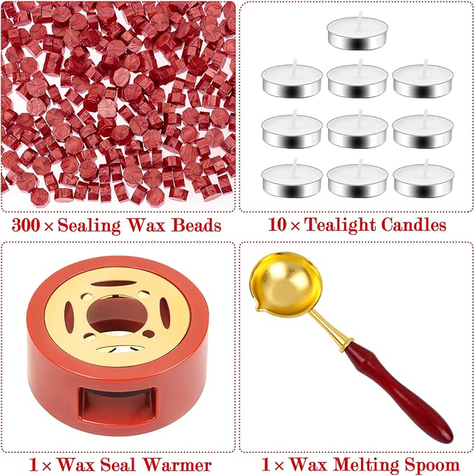 Red Wax for Letters Stamp Seals, Paxcoo 312pcs Stamp Wax Kit - Image 3