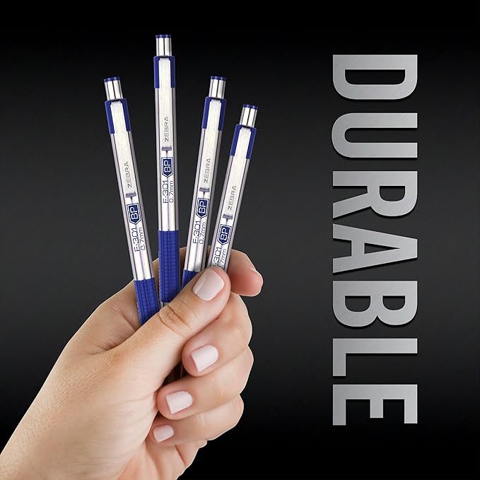 Zebra Pen F-301 Ballpoint Blue Ink Fine Point 0.7mm Stainless Steel Retractable - Image 2