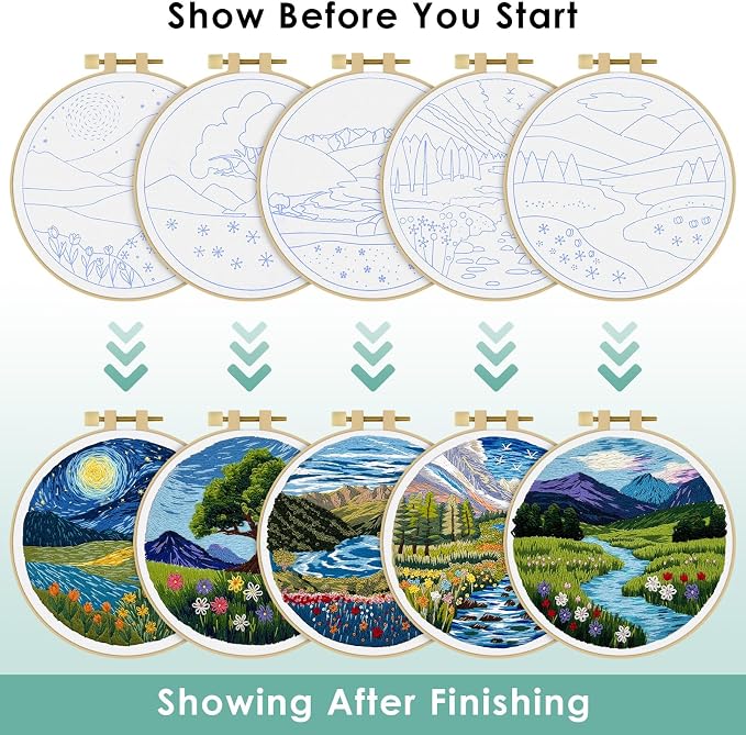 ERKOON 5 Sets Embroidery Kit for Beginners, Butterfly Cross Stitch Set for - Image 4
