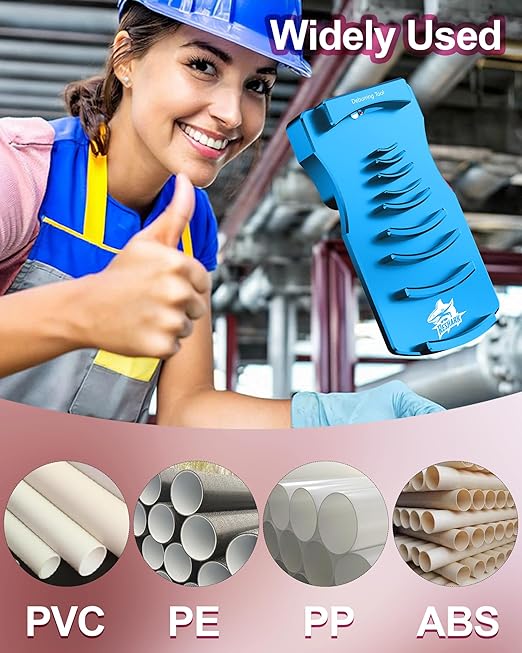 9-in-1 PVC Pipe Deburring Tool, Adjustable Chamfers PVC Chamfer Tool for 9 Sizes: 0.5 Inch to 4 Inch Plastic Pipes, Professional Effective PVC Pipe Reamer for SCH40 PVC, CPVC Pipes (Blue)