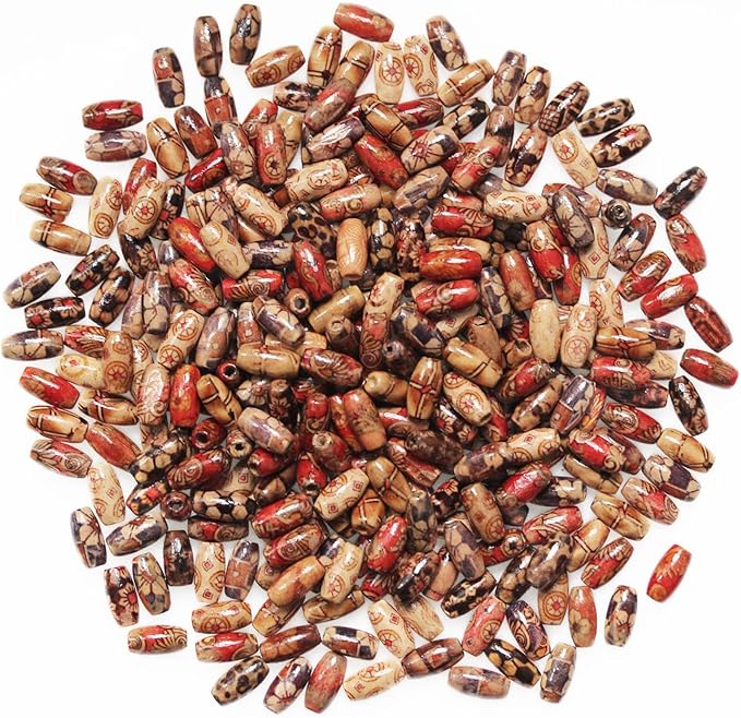 300pcs Mixed Painted Barrel Wood Spacer Beads, BetterJonny 15 * 7mm Oval by BetterJonny