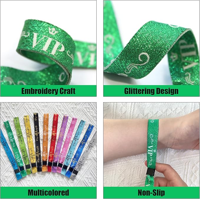 100 Pcs VIP Cloth Event Wristband, Disposable VIP Wristbands for Events, Colored VIP Wristbands Events,for Lightweight Concert,Club Entrance Wrist Strap Party Wristband Event (Color : Green)