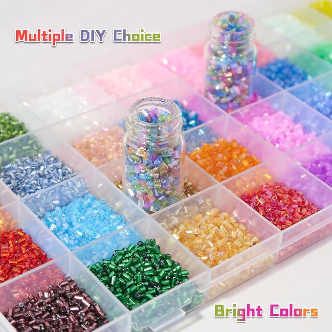 EuTengHao 19200Pcs Tube Beads Kit 3mm Glass Bugle Seed Beads - Image 4