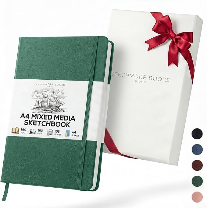 Beechmore Books A4 Sketchbook – 8.5x11 Premium Vegan Leather Bound Large Sketch by BeechmoreBooks