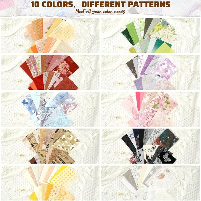 Floral Scrapbook Paper Set, 160 Sheets, 10 Color Themes, Textured Paper and - Image 3