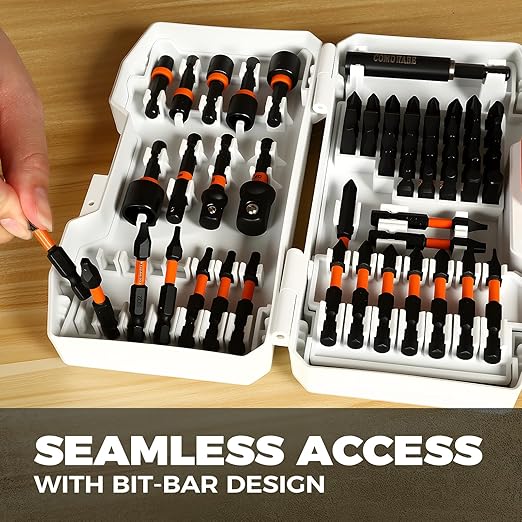 COMOWARE 68Pcs Premium Screwdriver Bit Set, Black Oxide Coated Bits with Dry Anti-Rust Oil, Includes 1", 2", 3-1/2" Bits, 6 Sockets & Magnetic Driver for Drill/Hand Tools, Portable Storage Case