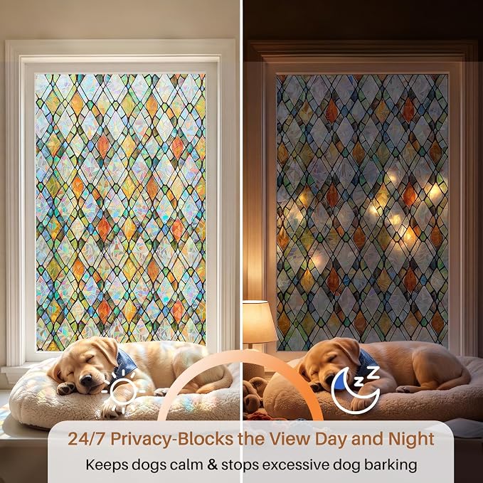 Window Privacy Film, Stained Glass Static Cling Rainbow Stickers 29.5" x - Image 6